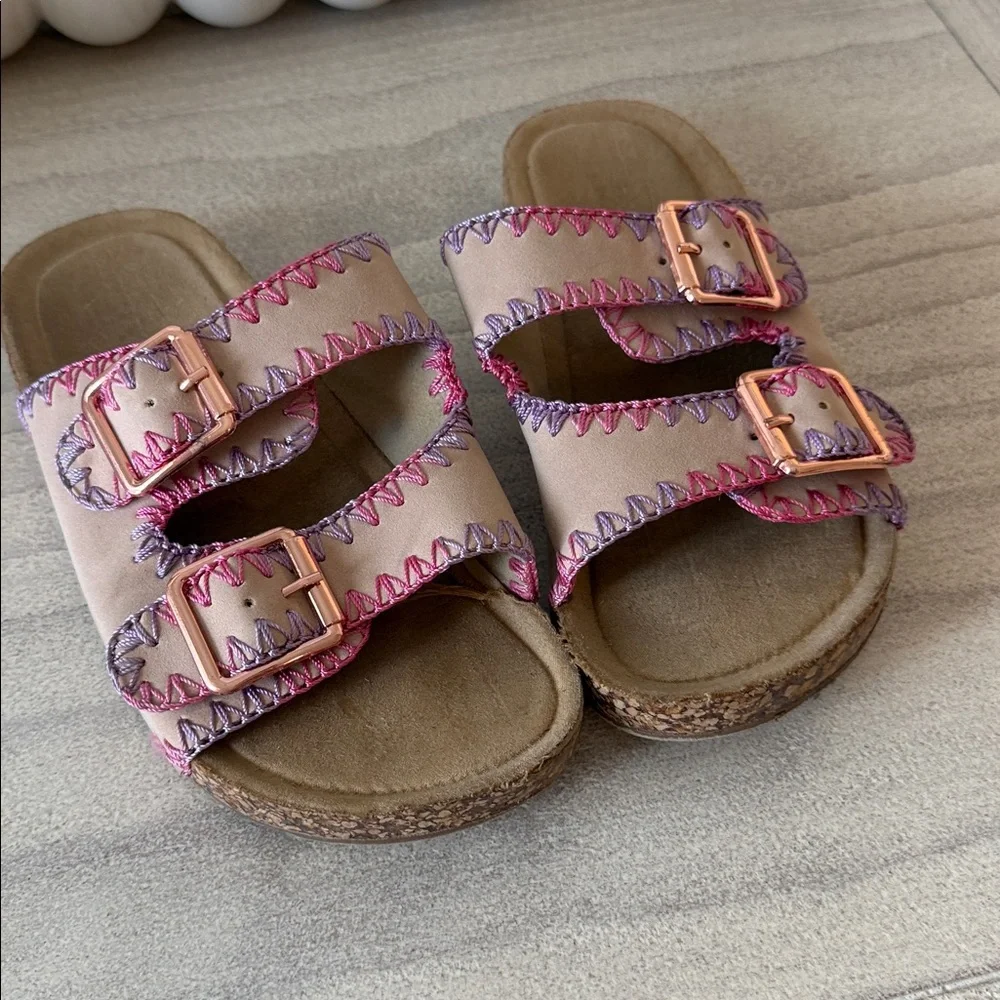 Girls faux suede sandal slides